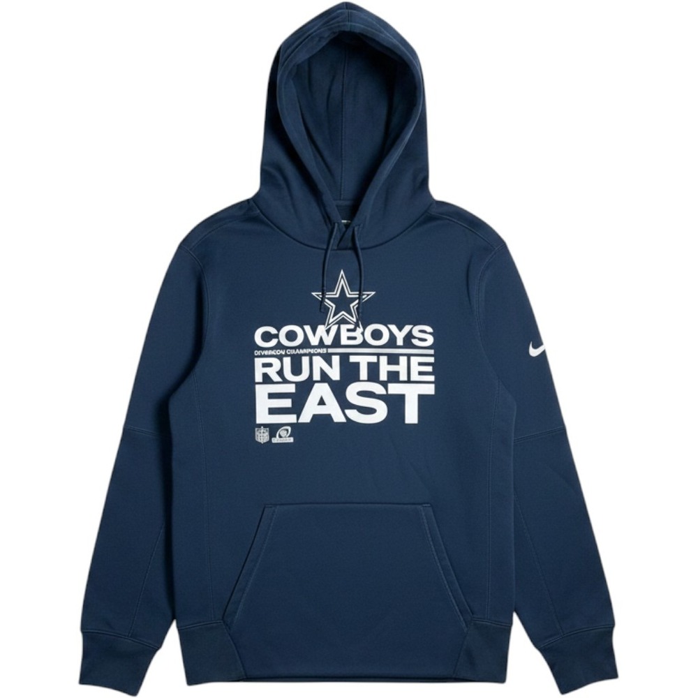 Nike Dallas Cowboys Hoodie Mens Large Navy Blue Dri-FIT Run The East Pullover - Picture 1 of 6